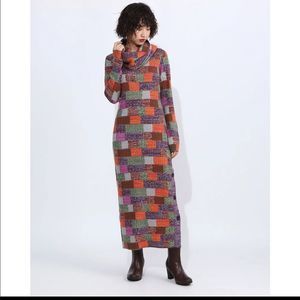 Desigual - Patchwork Maxi Sweater Dress with Removable Cowl - size S